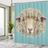 Ambesonne Humor Shower Curtain, Portrait of Ram Sheep Goat Head Meadow Mammal Hipster Retro Style Graphic Art, Cloth Fabric Bathroom Decor Set with Hooks, 69" W x 75" L, Turquoise Tan view 4