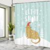 Ambesonne Christmas Shower Curtain, Let It Snow Words Kitty Cat with Santa Claus Hat Snow Graphic, Cloth Fabric Bathroom Decor Set with Hooks, 69" W x 84" L, Brown Seafoam view 4