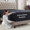 Empyrean Black Extra Deep Pocket Fitted Sheet Full Size, Hotel Luxury Deep Pocket Full Size Fitted Sheet Only Easily Fits 18 to 24 Inch Mattress, Soft, Wrinkle-Free, and Breathable with Corner Straps view 3