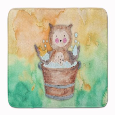 Caroline's Treasures BB7342RUG Owl Bathing Watercolor Machine Washable Memory Foam Mat, Bathroom Rug, Non-Slip Bath Mat, Durable Thick Washable Rugs for Kitchen, Bathroom Quick Dry, Decorative Artwork