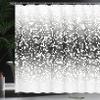 Ambesonne Modern Shower Curtain, Digital Art Print with Geometrical Squares Dots Abstract Ombre Image Print, Cloth Fabric Bathroom Decor Set with Hooks, 69" W x 70" L, Black and White view 3