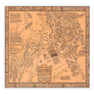 Antiguos Maps Large Pictorial of Fort Wayne Indiana in 1812 circa 1930 | Art Print Poster Vintage Wall Decor | 24 x 36 inches (610 x 915 mm)
