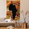 Ambesonne African Tapestry, Abstract Style Map on Carpet Background Illustration, Wall Hanging for Bedroom Living Room Dorm Decor, 60" X 80", Black and Orange view 2