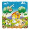 Ambesonne Animal Shower Curtain, Farm House Scenery Chicken Rabbit Dogs Cat Funny Cartoon Art Funny Theme, Cloth Fabric Bathroom Decor Set with Hooks, 69" W x 70" L, Multicolor view 2