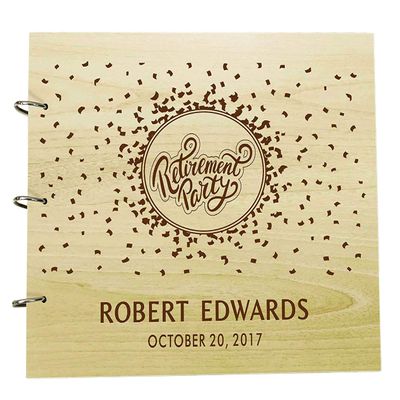 Handmade Personalized Retirement Party Wood Engraved Guest Book Photo Album Custom Scrapbook