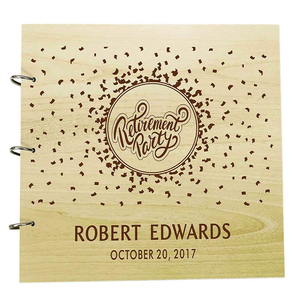 Handmade Personalized Retirement Party Wood Engraved Guest Book Photo Album Custom Scrapbook
