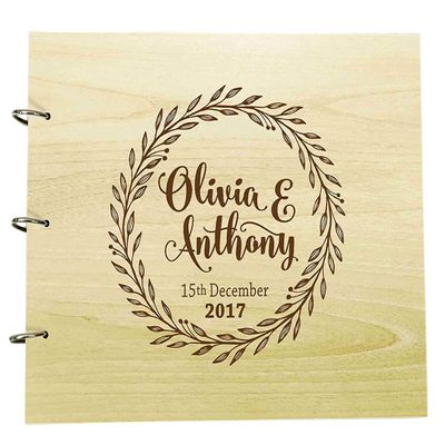 Handmade Custom Guest Book Rustic Wedding Wood Engraved Advice Book Photo Album Personalized Scrapbook