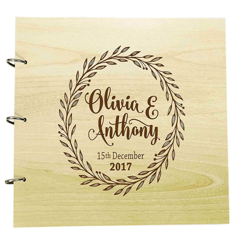 Handmade Custom Guest Book Rustic Wedding Wood Engraved Advice Book Photo Album Personalized Scrapbook