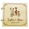 Personalised Wooden Guest Book Couple On Cycle Wedding Engraved Advice Book Custom Scrapbook view 1