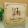 Personalised Wooden Guest Book Couple On Cycle Wedding Engraved Advice Book Custom Scrapbook view 2