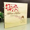 Rustic Wedding Couple Name Engraved Guest Book Personalized Wood Wooden Scrapbook view 2