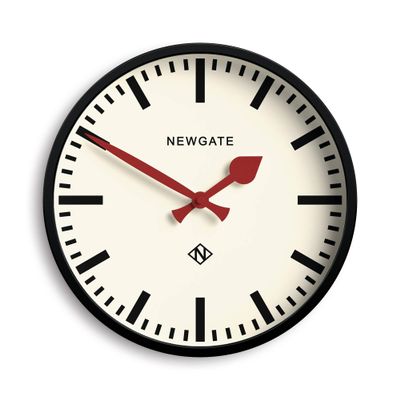 NEWGATE Luggage Wall Clock | Modern Retro Metal Station Clock | 12 inch | Deep Metal case in Black | Contemporary Vintage Style for Kitchen, Living Room or Office