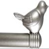 3/4-inch Cute Decorative Bird Adjustable Window Treatment Curtain Single Rod Set, 84" to 120" - Glossy Silver (Pewter) view 1