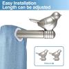 3/4-inch Cute Decorative Bird Adjustable Window Treatment Curtain Single Rod Set, 84" to 120" - Glossy Silver (Pewter) view 3