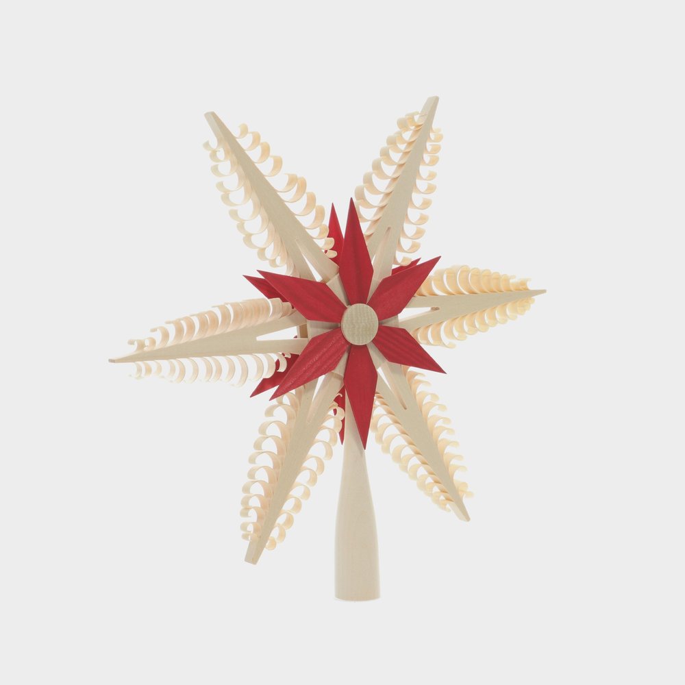 Rudolphs Schatzkiste Christmas Tree Point Christmas Tree Topper Center Section = Wood Star Nature red D=24 cm Again Christmas Tree Point Christmas Tree Topper