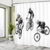 Ambesonne Sketchy Shower Curtain, Hand Drawn Image of Cyclists Bicycle Bikes with Tour De France Theme Outdoors, Cloth Fabric Bathroom Decor Set with Hooks, 69" W x 70" L, Black and White view 4