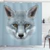 Ambesonne Animal Shower Curtain, Grey Fox Portrait Fluffy Forest Creature Mammal Wildlife Style Illustration, Cloth Fabric Bathroom Decor Set with Hooks, 69" W x 84" L, Pale Blue view 1