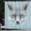 Ambesonne Animal Shower Curtain, Grey Fox Portrait Fluffy Forest Creature Mammal Wildlife Style Illustration, Cloth Fabric Bathroom Decor Set with Hooks, 69" W x 84" L, Pale Blue view 3