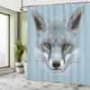 Ambesonne Animal Shower Curtain, Grey Fox Portrait Fluffy Forest Creature Mammal Wildlife Style Illustration, Cloth Fabric Bathroom Decor Set with Hooks, 69" W x 84" L, Pale Blue view 4
