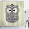 Ambesonne Ethnic Shower Curtain, Design Illustration Owl with Flowers Owl Bird Ornamental Pattern, Cloth Fabric Bathroom Decor Set with Hooks, 69" W x 75" L, Blue Eggshell view 1