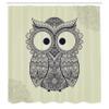 Ambesonne Ethnic Shower Curtain, Design Illustration Owl with Flowers Owl Bird Ornamental Pattern, Cloth Fabric Bathroom Decor Set with Hooks, 69" W x 75" L, Blue Eggshell view 2