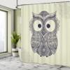 Ambesonne Ethnic Shower Curtain, Design Illustration Owl with Flowers Owl Bird Ornamental Pattern, Cloth Fabric Bathroom Decor Set with Hooks, 69" W x 75" L, Blue Eggshell view 4