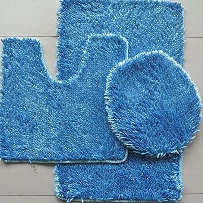 3 Piece Shiny Soft Padded Chenille Bath Rug, Contour Rug and Lid Cover (Turquoise)