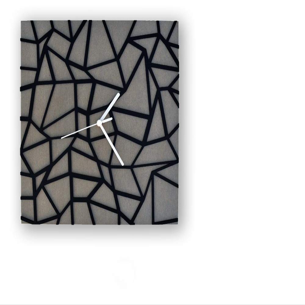 Concrete Clock & Black Acrylic Silhouette - Square Wall Clock - Modern Wall Clock - Abstract seamless pattern - Housewarming Gift Idea