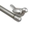3/4-inch Cute Decorative Bird Adjustable Window Treatment Curtain Single Rod Set, 28" to 48" - Glossy Silver (Pewter) view 2