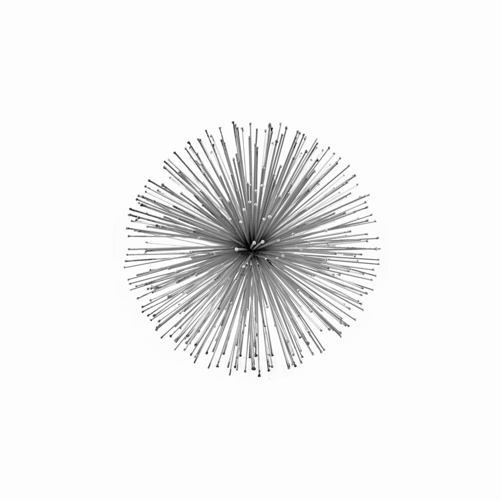 Modern Day Accents 5151 Erizo Spiked Medium Silver Sphere, Coffee Table Room Decor, Silver Decor, Table Decor, Shelf Decor, Modern Decor, Starburst Centerpiece, Spike Ball Decoration, Home, 8" D
