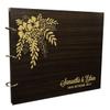 Wood Wooden Floral Engraved Bride & Groom Photo Albums Scrapbook Custom Rustic Wedding Guest Book view 1