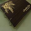 Wood Wooden Floral Engraved Bride & Groom Photo Albums Scrapbook Custom Rustic Wedding Guest Book view 3