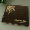 Wood Wooden Floral Engraved Bride & Groom Photo Albums Scrapbook Custom Rustic Wedding Guest Book view 4