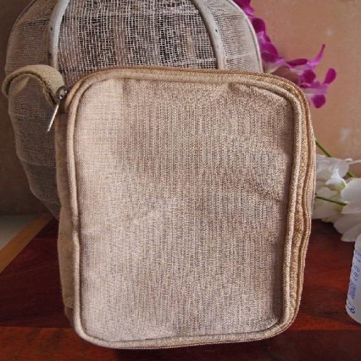 Natural Canvas Zippered Flat Pouch Cosmetic Makeup Bag Travel Toiletry Dopp Kits (6, Size 5: 8" W x 5.25"x 3")