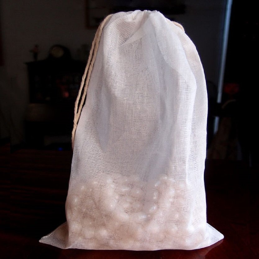 Cotton Muslin Drawstring Reusable Bags Tea, Spice,Herbs, Soap Grain (Pack of 12) (6" x 10")