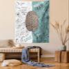 Ambesonne Modern Tapestry, Brain Image Left and Right Music Logic Art Side Science Print, Wall Hanging for Bedroom Living Room Dorm Decor, 60" X 80", White Teal Umber view 1