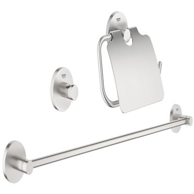 GROHE Essentials New 3-In-1 Guest Bathroom Accessories Set Supersteel 40775DC1