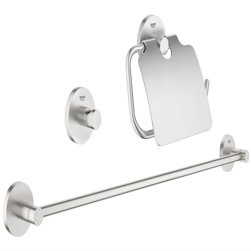 GROHE Essentials New 3-In-1 Guest Bathroom Accessories Set Supersteel 40775DC1