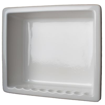 1 USA made Ceramic Recessed Shower Niche 1 compartment shampoo shelf. Easy Install, Easy Clean, Sanitary, Will not Rust or Black Mold, Holds most 3-32 oz shampoo bottles, Soap Holder1C