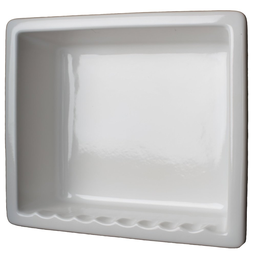 1 USA made Ceramic Recessed Shower Niche 1 compartment shampoo shelf. Easy Install, Easy Clean, Sanitary, Will not Rust or Black Mold, Holds most 3-32 oz shampoo bottles, Soap Holder1C