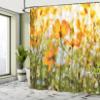 Ambesonne Nature Shower Curtain, Flower Grass Foliage at Sunrise Summer in The Park Fresh Scenery, Cloth Fabric Bathroom Decor Set with Hooks, 69" W x 70" L, Olive Green Marigold view 4