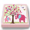 Whimsical Elephant & Lovebirds Garden - Checkerboard Stretched Canvas Nursery Decor - Wall Art That Makes a Memorable Baby Gift Idea - Wooden Frame Construction - Ready to Hang 20X24 view 3