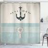 Ambesonne Nautical Shower Curtain, Aged Ocean Lover Phrase with Anchor and Compass Marine Adventure Design, Cloth Fabric Bathroom Decor Set with Hooks, 69" W x 75" L, Beige Blue view 1