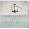 Ambesonne Nautical Shower Curtain, Aged Ocean Lover Phrase with Anchor and Compass Marine Adventure Design, Cloth Fabric Bathroom Decor Set with Hooks, 69" W x 75" L, Beige Blue view 2