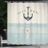 Ambesonne Nautical Shower Curtain, Aged Ocean Lover Phrase with Anchor and Compass Marine Adventure Design, Cloth Fabric Bathroom Decor Set with Hooks, 69" W x 75" L, Beige Blue view 3