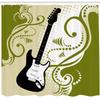 Ambesonne Music Shower Curtain, Electric Bass Guitar with Swirls Background Illustration, Cloth Fabric Bathroom Decor Set with Hooks, 69" W x 84" L, Olive Green White Black view 2