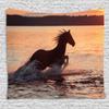 Ambesonne Animal Tapestry, Horse Sea at Sunset Time Horizon Speed Exotic Nature Animal Picture Art, Wide Wall Hanging for Bedroom Living Room Dorm, 60" X 40", Salmon Dark Brown view 1
