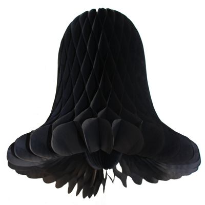 3-Pack 15 Inch Honeycomb Tissue Paper Wedding Bell Party Decoration (Black)