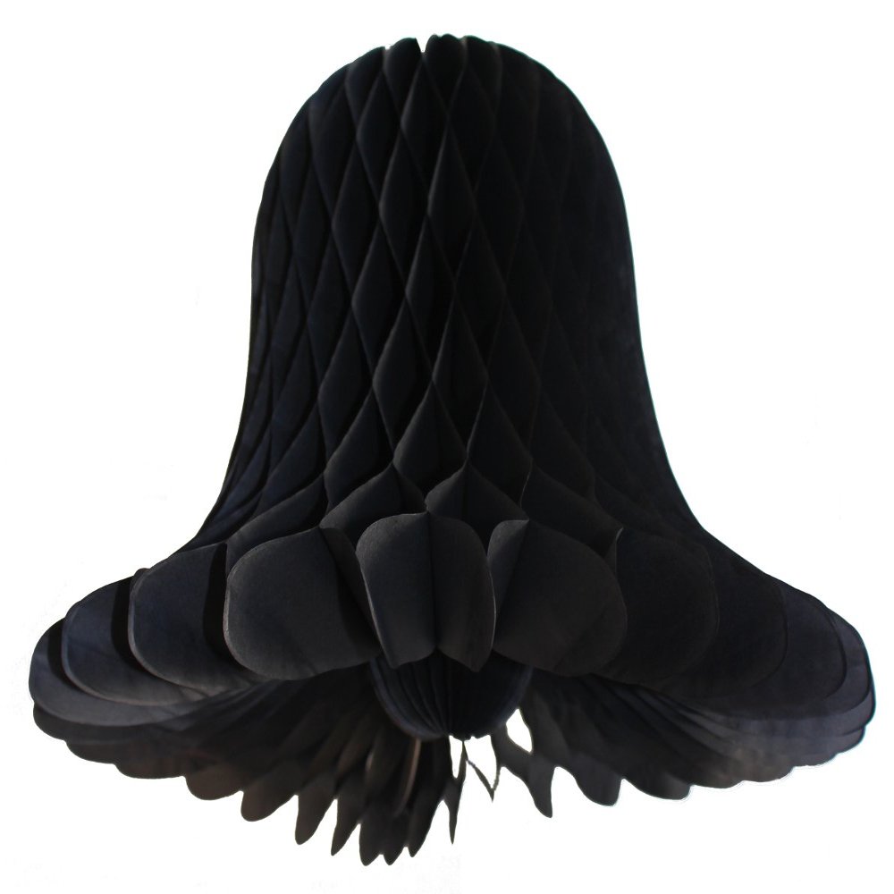 3-Pack 15 Inch Honeycomb Tissue Paper Wedding Bell Party Decoration (Black)