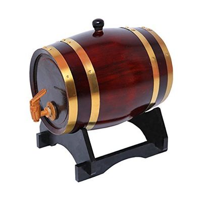 5L Oak Aging Barrel Dispenser - Home Whiskey Decanter for Wine, Spirits, Beer & Liquor (Retro Color)